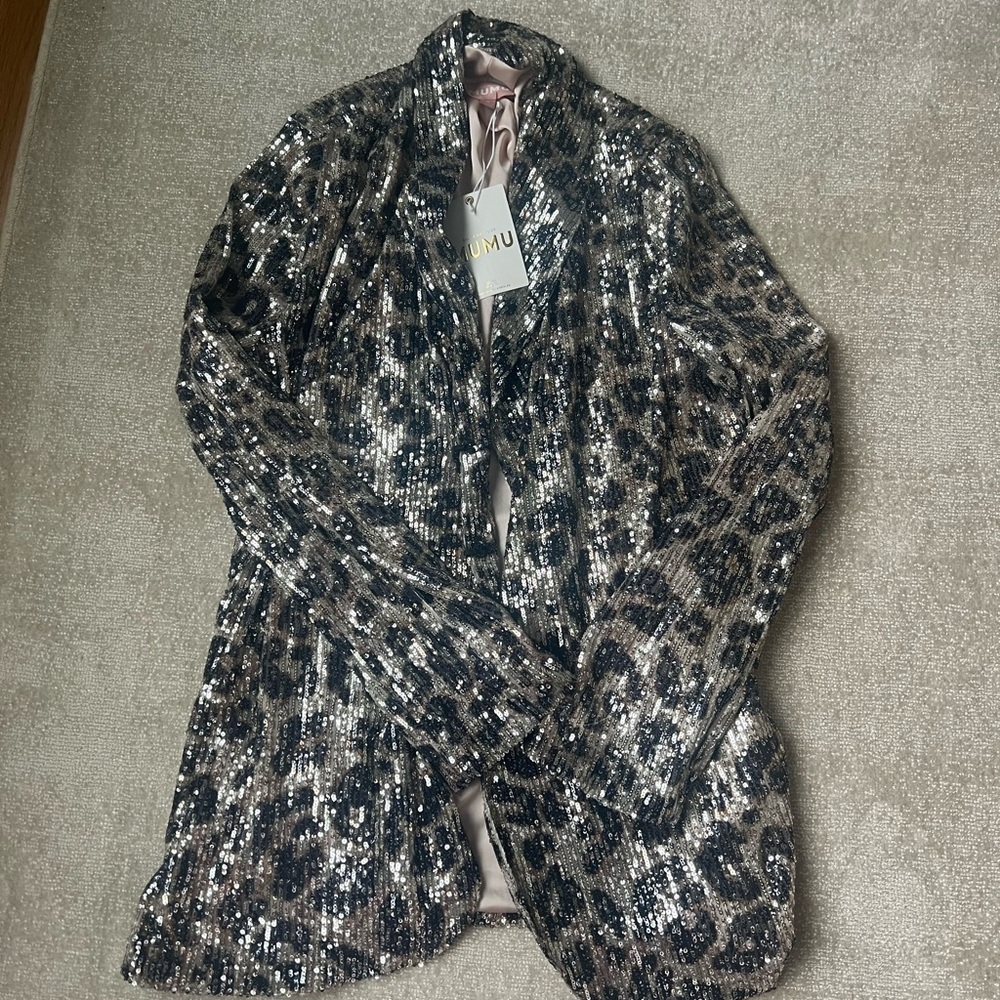 Show Me Your MuMu Silver and Black Blazer Lightweight Relaxed Fit